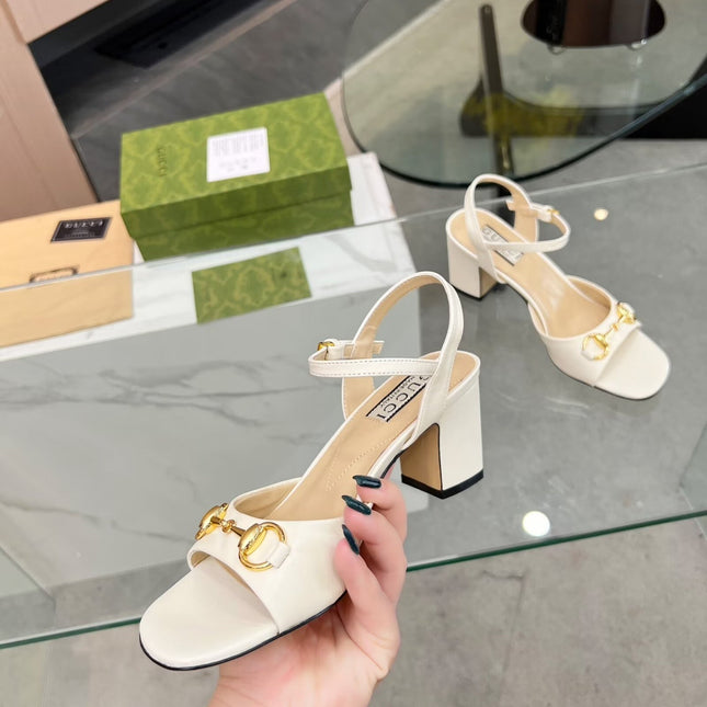 GG HIGH HEELS SANDALS 60 IN CREAM WHITE LAMBSKIN