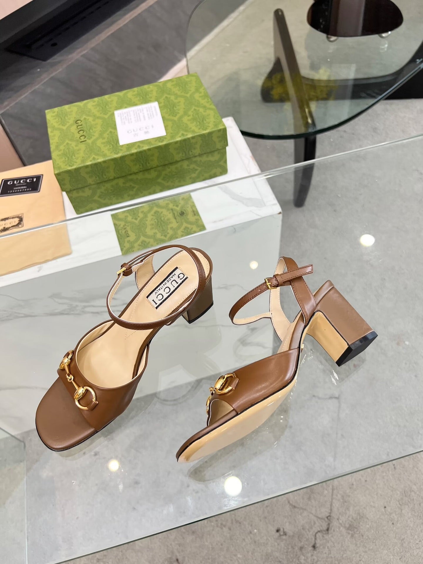 GG HIGH HEELS SANDALS 60 IN BROWN LAMBSKIN