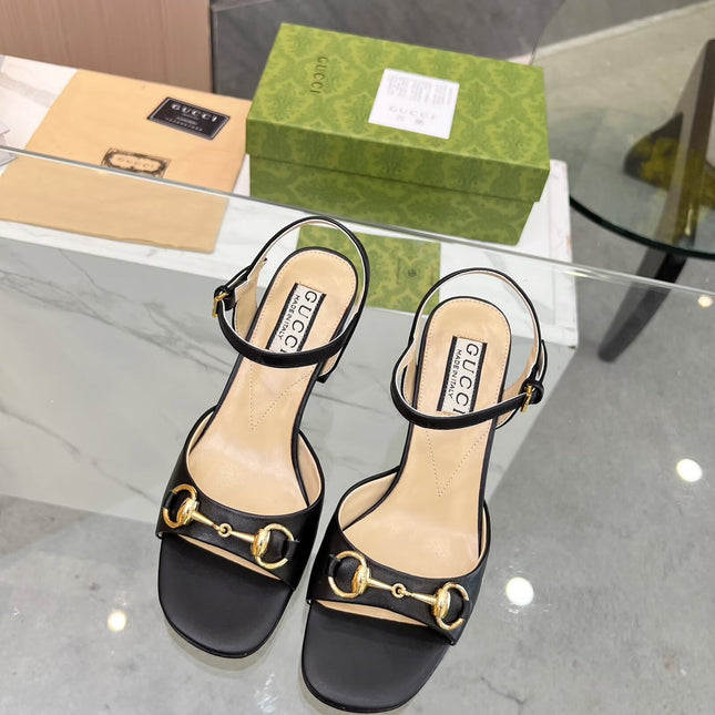GG HIGH HEELS SANDALS 60 IN BLACK LAMBSKIN