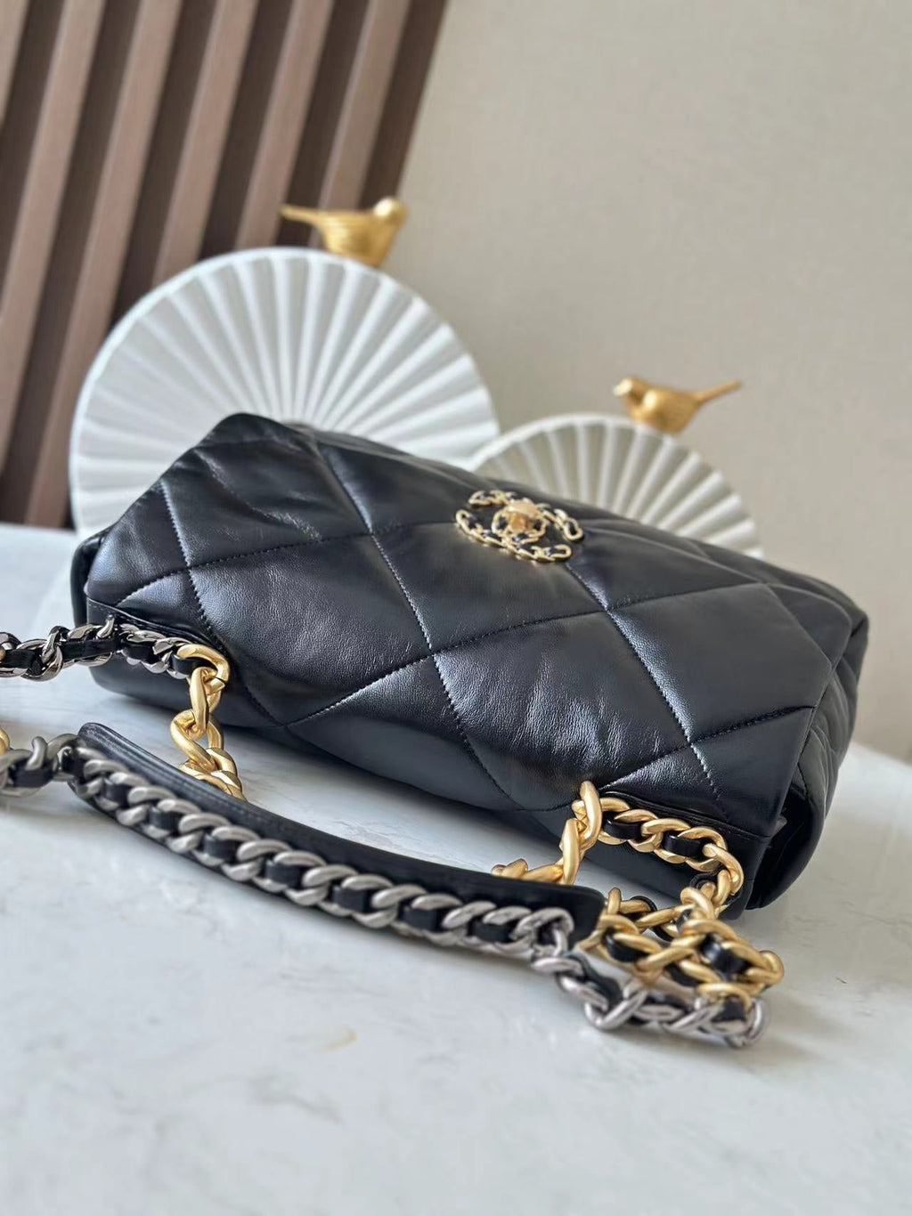 CHANEL 26S FLAP BAG 32 IN BLACK LAMBSKIN