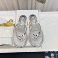 THE ROW 26S THONG SANDALS IN SILVER CALFSKIN