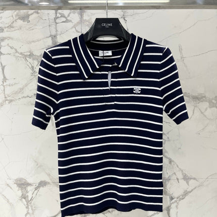 CELINE 26S STRIPED SHORT-SLEEVE POLO SHIRT 489