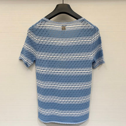 LOEWE 26S SHORT SLEEVE STRIPED KNIT TOP 524