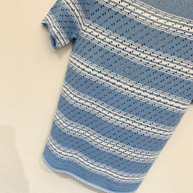 LOEWE 26S SHORT SLEEVE STRIPED KNIT TOP 524