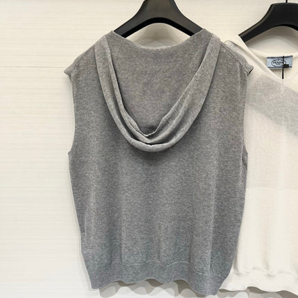 PRADA 26S HOODED SLEEVELESS KNIT TOP 1021