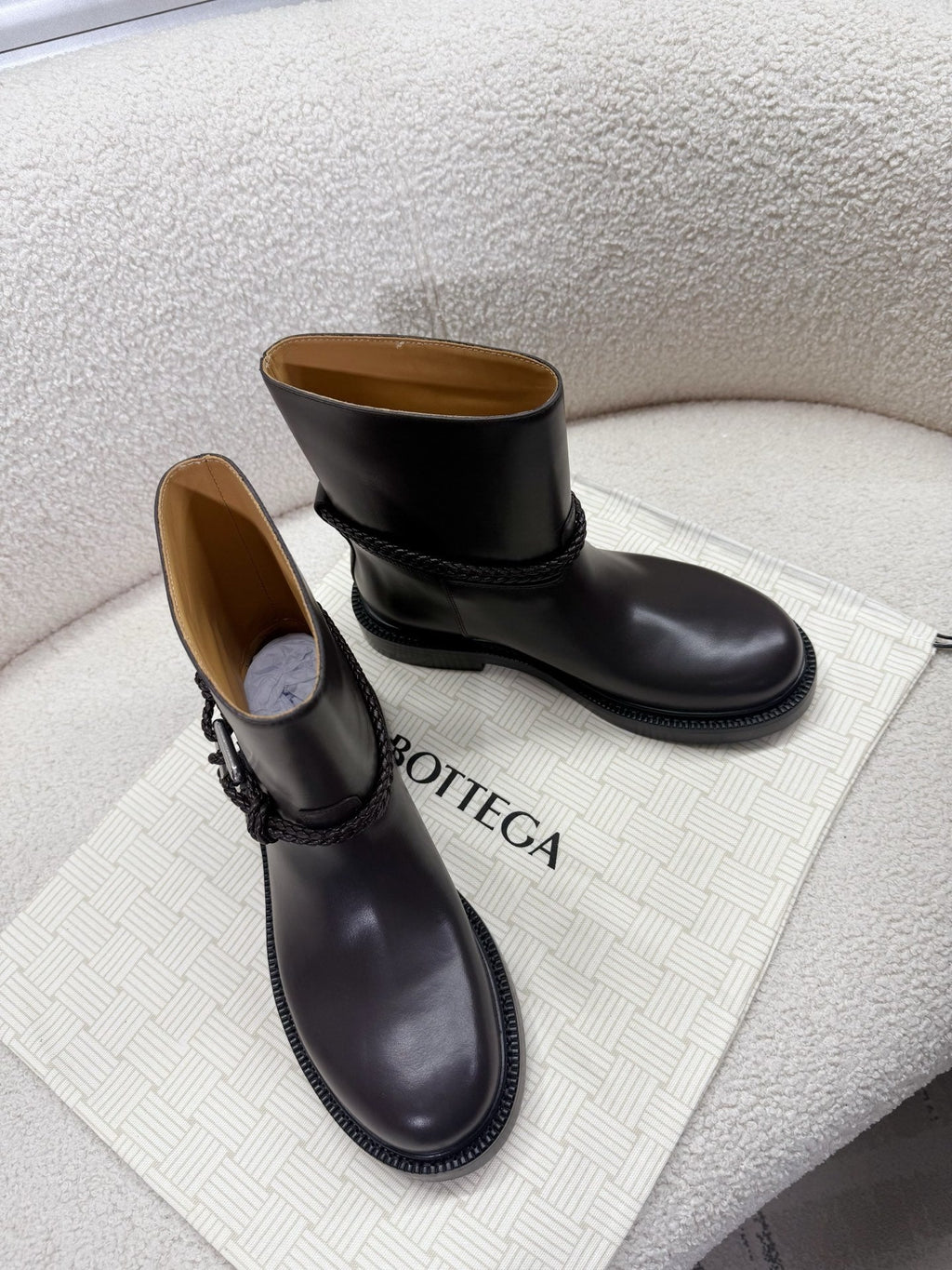BOTTEGA VENETA 26S ANKLE BOOTS IN DARK BROWN CALFSKIN WITH ROPE DETAIL