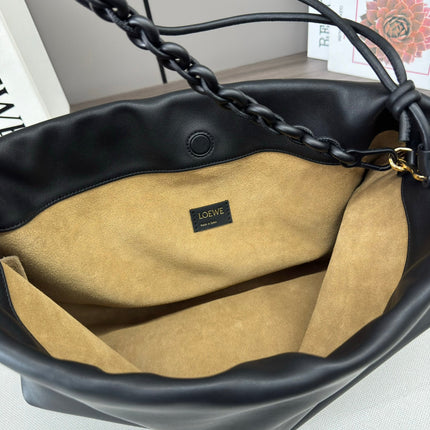 LOE LARGE 41 FLAMENCO PURSE BUCKET IN BLACK LAMBSKIN
