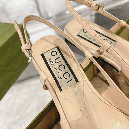 GG CRYSTALS SLINGBACK BALLET CREAM CALFSKIN
