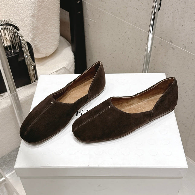 CELINE 26S FLAT SHOES IN DARK BROWN SUEDE