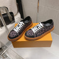 LV 26S LOW TOP SNEAKERS IN PURPLE MONOGRAM CANVAS AND BLACK CALFSKIN TRIM