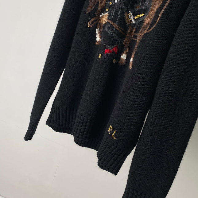 RALPH LAUREN 25S CREW NECK KNIT SWEATER WITH BEAR EMBROIDERY 203