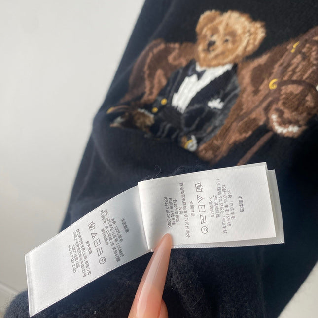 RALPH LAUREN 25S CREW NECK KNIT SWEATER WITH BEAR EMBROIDERY 203