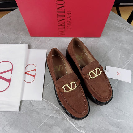 VALENTINO 26S LOAFERS IN BROWN SUEDE