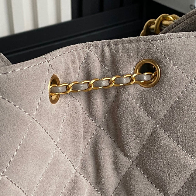 MEDIUM HANDBAG 40 IN BEIGE SUEDE GOLD HARDWARE
