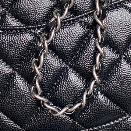 CHANEL 25S FLAP BAG 19 IN BLACK CALFSKIN SILVER HARDWARE