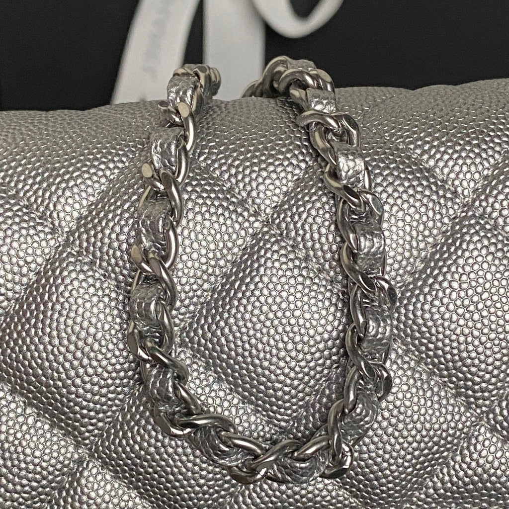 CHANEL 25S FLAP BAG 20 IN DARK GRAY CALFSKIN