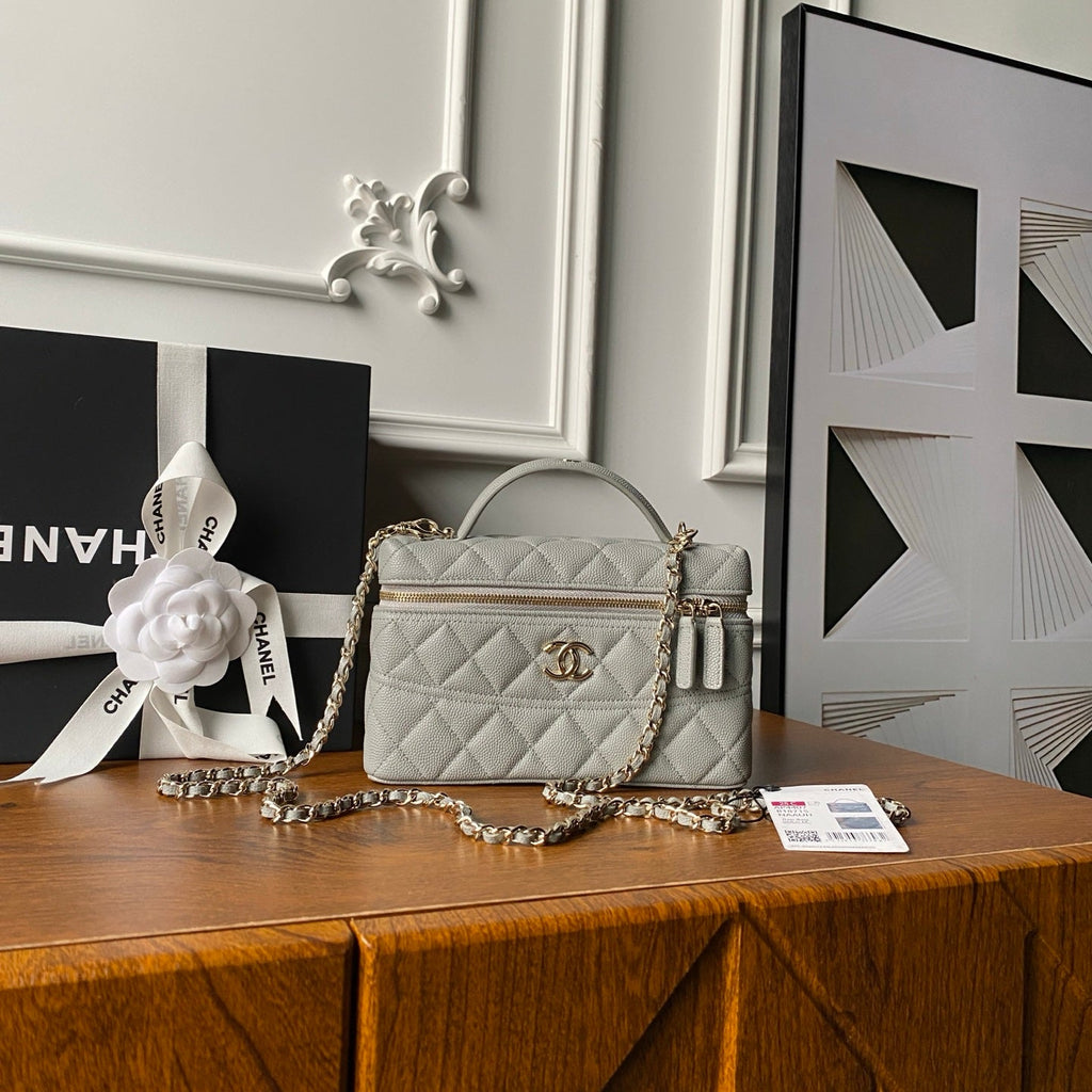 CHANEL 25S VANITY BAG 20 IN GREY CAVIAR LEATHER