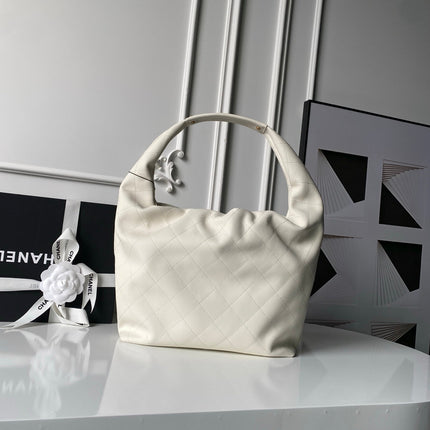 CHANEL 25S HOBO BAG 45 IN CREAM WHITE LAMBSKIN