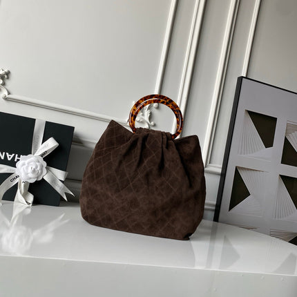 CHANEL 26S HAND BAG 32 IN DARK BROWN SUEDE