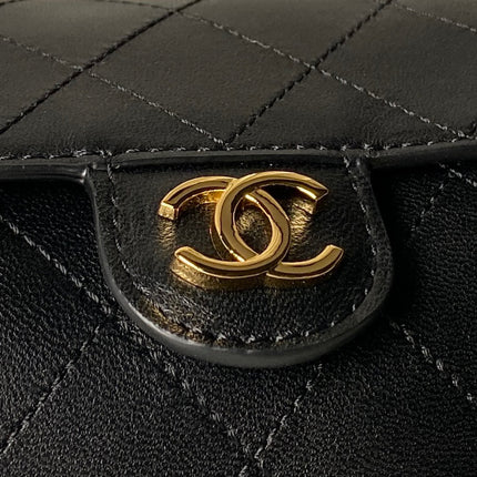 CHANEL 26S BARREL CLUTCH WITH CHAIN 23 IN BLACK QUILTED CALFSKIN GOLD HARDWARE
