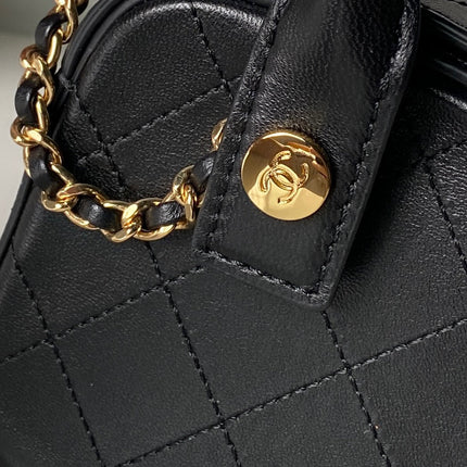 CHANEL 26S BARREL CLUTCH WITH CHAIN 23 IN BLACK QUILTED CALFSKIN GOLD HARDWARE