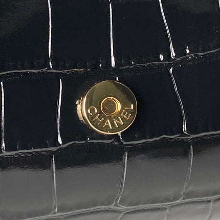 CHANEL 26S BARREL CLUTCH WITH CHAIN 23 IN BLACK CROCODILE-EMBOSSED CALFSKIN GOLD HARDWARE