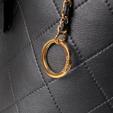 CHANEL 26S BUCKET SHOULDER BAG 27 IN BLACK LAMBSKIN GOLD HARDWARE