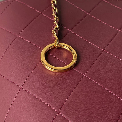 CHANEL 26S BUCKET SHOULDER BAG 27 IN BURGUNDY RED LAMBSKIN GOLD HARDWARE