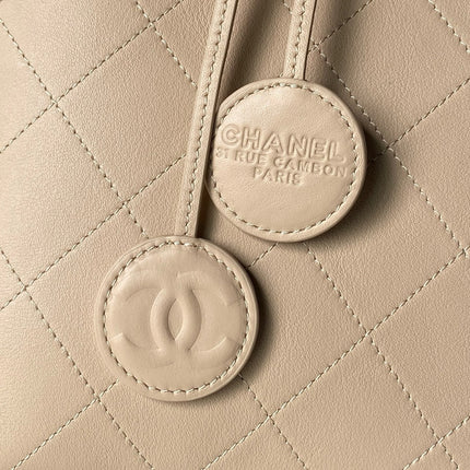 CHANEL 26S BUCKET SHOULDER BAG 27 IN BEIGE LAMBSKIN GOLD HARDWARE