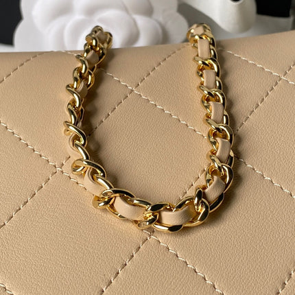 CHANEL 26S HOBO BAG SMALL 23 IN BEIGE QUILTED LAMBSKIN GOLD HARDWARE
