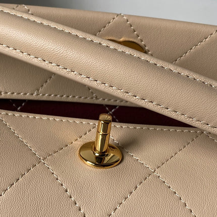 CHANEL 26S HOBO BAG SMALL 23 IN BEIGE QUILTED LAMBSKIN GOLD HARDWARE