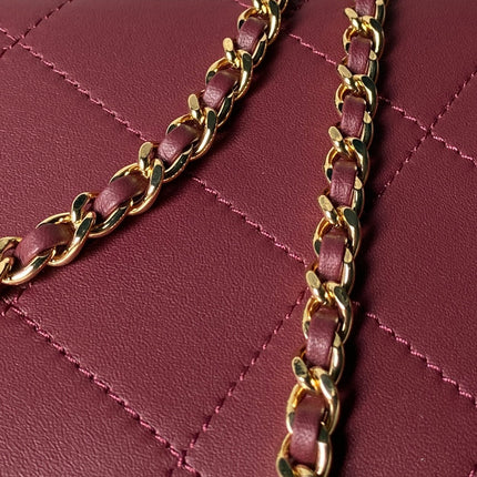 CHANEL 26S HOBO BAG SMALL 23 IN BURGUNDY RED QUILTED LAMBSKIN GOLD HARDWARE