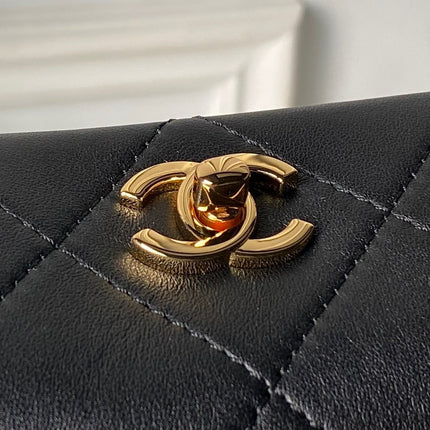 CHANEL 26S HOBO BAG SMALL 23 IN BLACK QUILTED LAMBSKIN GOLD HARDWARE