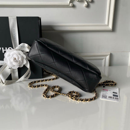 CHANEL 26S HOBO BAG SMALL 23 IN BLACK QUILTED LAMBSKIN GOLD HARDWARE