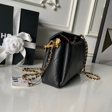 CHANEL 26S HOBO BAG SMALL 23 IN BLACK QUILTED LAMBSKIN GOLD HARDWARE