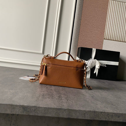 CHANEL 26S VANITY BAG 19 IN CARAMEL BROWN CAVIAR CALFSKIN GOLD HARDWARE