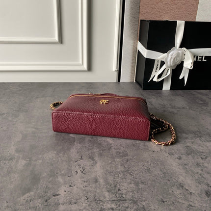CHANEL 26S VANITY BAG 19 IN BURGUNDY RED CAVIAR CALFSKIN GOLD HARDWARE