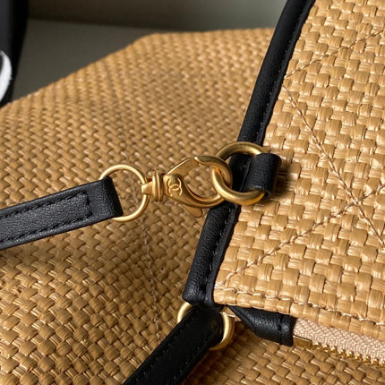 CHANEL 26S MAXI SHOPPING BAG 47 IN BEIGE  RAFFIA GOLD HARDWARE