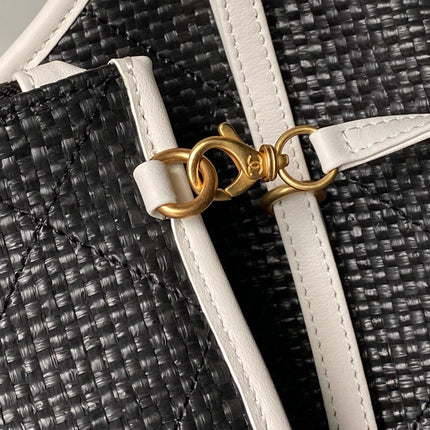 CHANEL 26S MAXI SHOPPING BAG 47 IN BLACK RAFFIA GOLD HARDWARE
