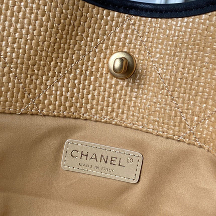 CHANEL 26S MAXI SHOPPING BAG 59 IN BEIGE RAFFIA GOLD HARDWARE