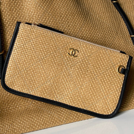 CHANEL 26S MAXI SHOPPING BAG 59 IN BEIGE RAFFIA GOLD HARDWARE