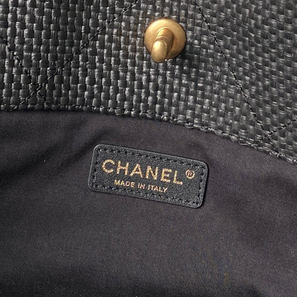 CHANEL 26S MAXI SHOPPING BAG 59 IN BLACK RAFFIA GOLD HARDWARE