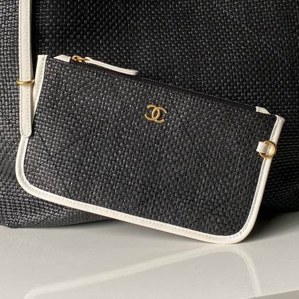 CHANEL 26S MAXI SHOPPING BAG 59 IN BLACK RAFFIA GOLD HARDWARE
