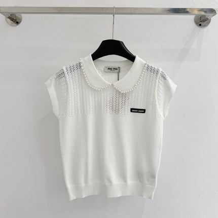 MIUMIU 26S SHORT-SLEEVED KNIT POLO SHIRT STYLE 1073