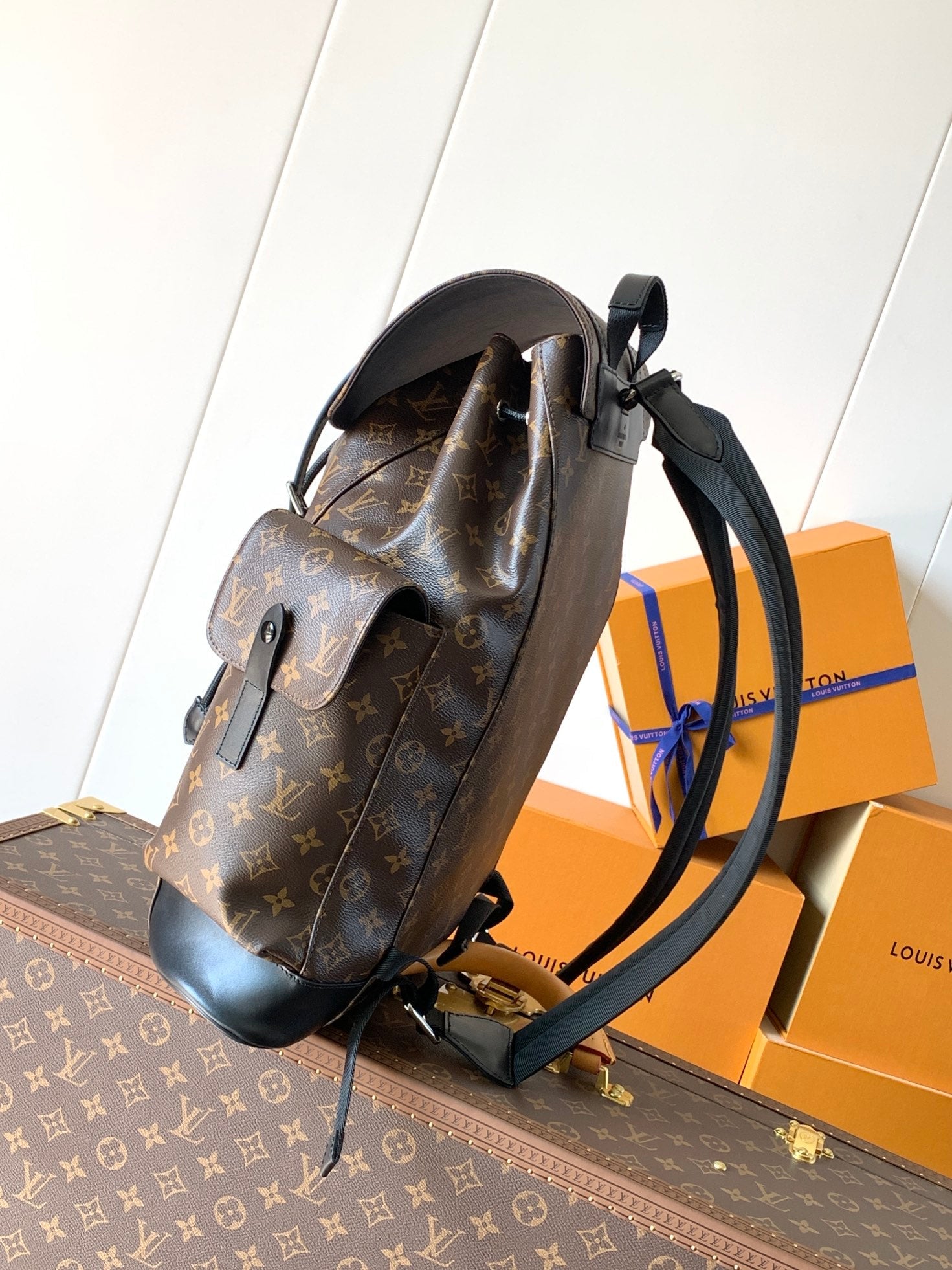 CHRISTOPHER MM BACKPACK 47 IN BROWN MONOGRAM CANVAS