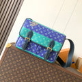 LV 26S CROSSBODY BAG 35 IN BLUE WITH LIGHT BLUE ACCENTS COATED CANVAS
