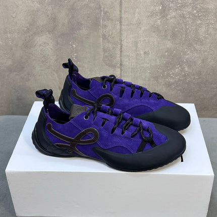 LOEWE 26S LACE UP SNEAKERS IN ROYAL PURPLE SUEDE AND RUBBER SOLE