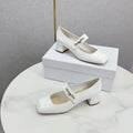 DIOR 26S MARY JANE HIGH HEELS 40MM IN WHITE PATENT CALFSKIN GOLD HARDWARE
