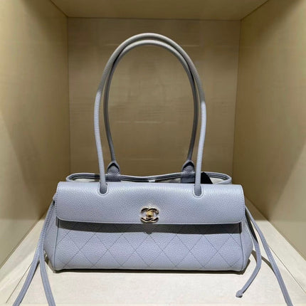 CHANEL 26S BAGUETTE BAG 33 IN LIGHT BLUE LAMBSKIN GRAINED