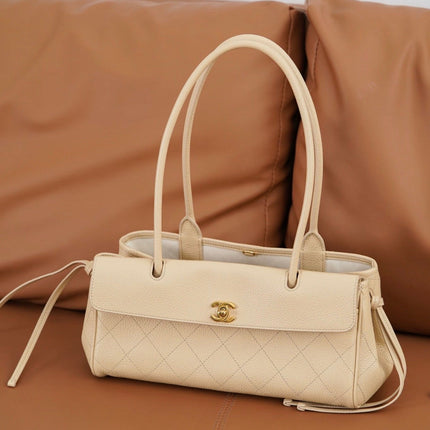 CHANEL 26S BAGUETTE BAG 33 IN BEIGE LAMBSKIN GRAINED